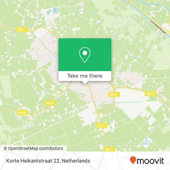 Korte Heikantstraat 22, 5481 PK Schijndel kaart