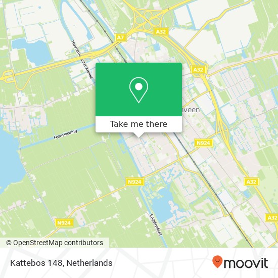 Kattebos 148, Kattebos 148, 8446 DB Heerenveen, Nederland kaart