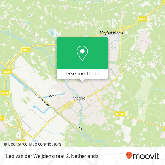 Leo van der Weijdenstraat 2, 5461 EH Veghel kaart