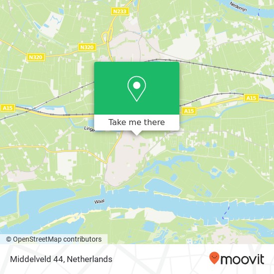 Middelveld 44, 4051 DA Ochten kaart