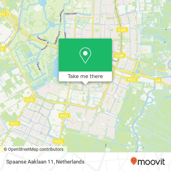 Spaanse Aaklaan 11, 1185 PX Amstelveen kaart