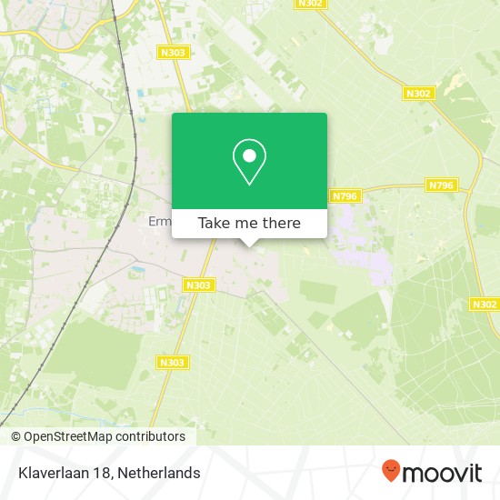 Klaverlaan 18, 3852 XP Ermelo kaart