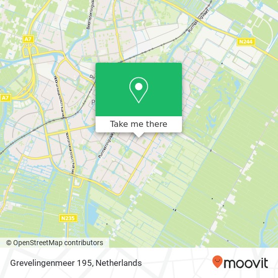 Grevelingenmeer 195, 1447 AP Purmerend kaart