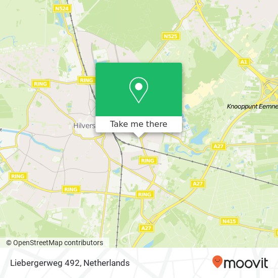 Liebergerweg 492, 1221 MA Hilversum kaart