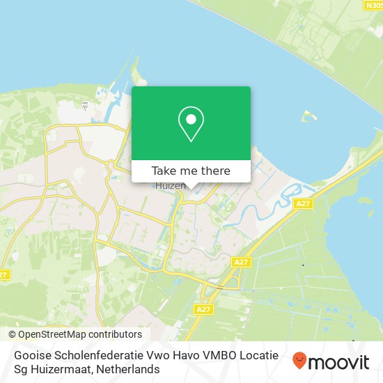 Gooise Scholenfederatie Vwo Havo VMBO Locatie Sg Huizermaat, Monnickskamp 7 kaart