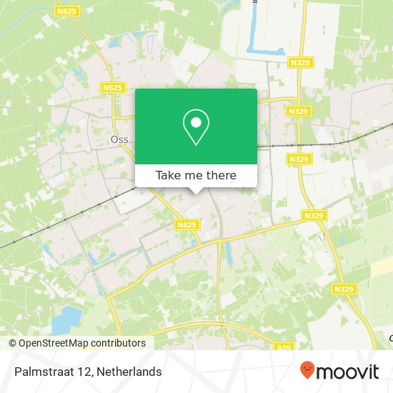 Palmstraat 12, 5342 AP Oss kaart