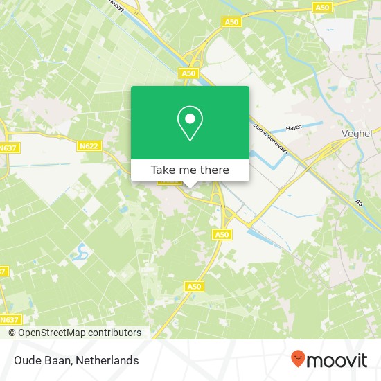 Oude Baan, 5466 RL Veghel kaart