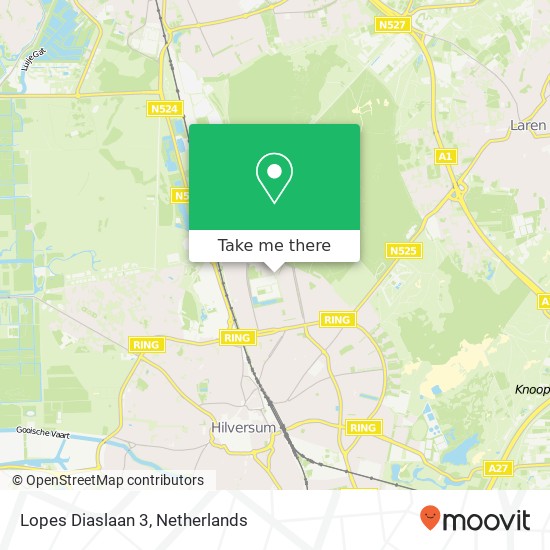 Lopes Diaslaan 3, 1222 BV Hilversum kaart