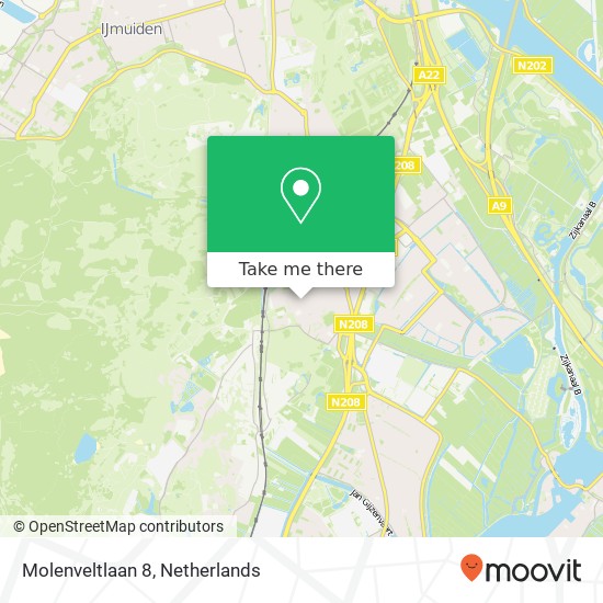 Molenveltlaan 8, 2071 BS Santpoort-Noord kaart