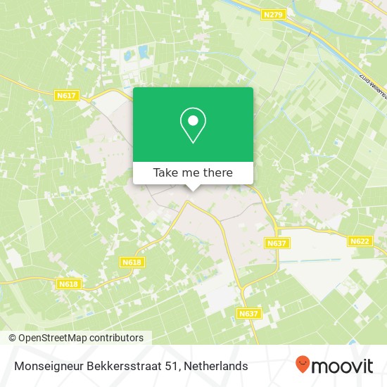 Monseigneur Bekkersstraat 51, 5482 JM Schijndel kaart