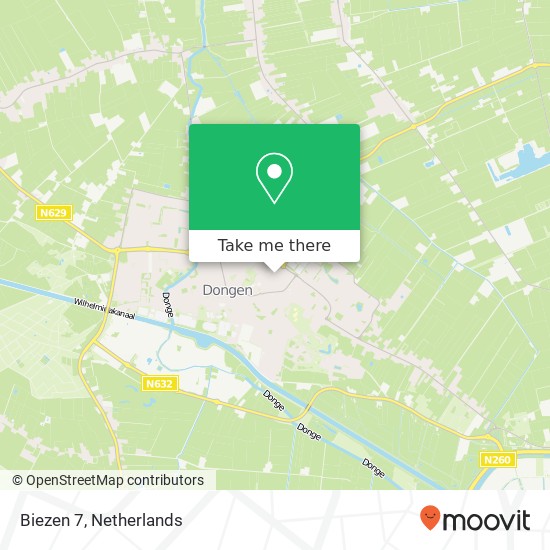 Biezen 7, Biezen 7, 5104 KB Dongen, Nederland kaart