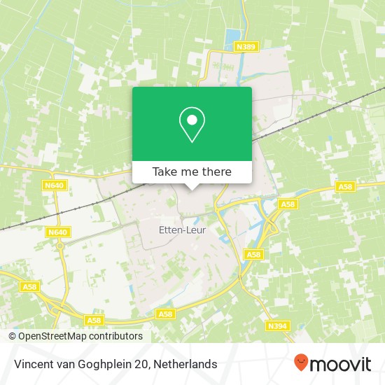 Vincent van Goghplein 20, Vincent van Goghplein 20, 4872 BB Etten-Leur, Nederland kaart