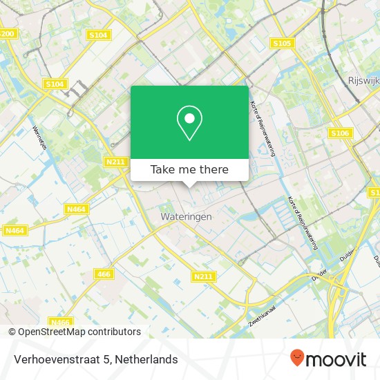 Verhoevenstraat 5, 2291 RN Wateringen kaart