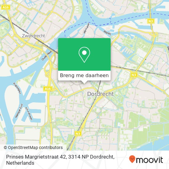 Prinses Margrietstraat 42, 3314 NP Dordrecht kaart