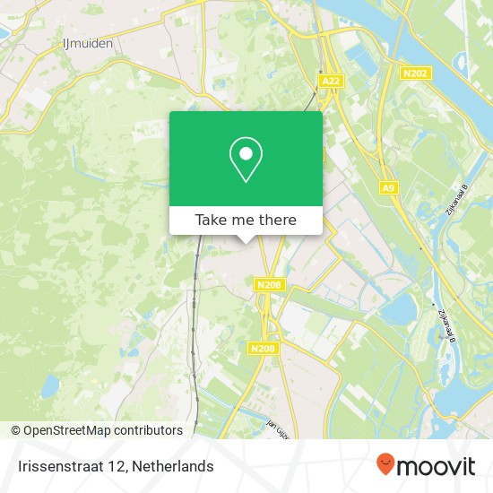 Irissenstraat 12, 2071 PN Santpoort-Noord kaart