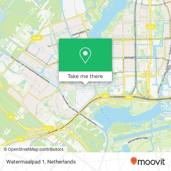 Watermaalpad 1, 1066 WX Amsterdam kaart