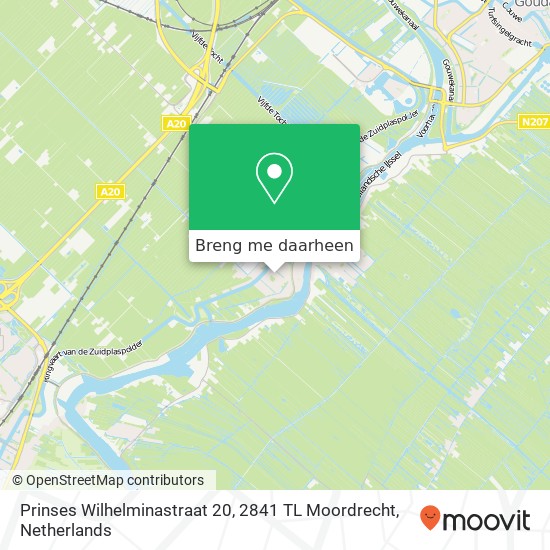 Prinses Wilhelminastraat 20, 2841 TL Moordrecht kaart