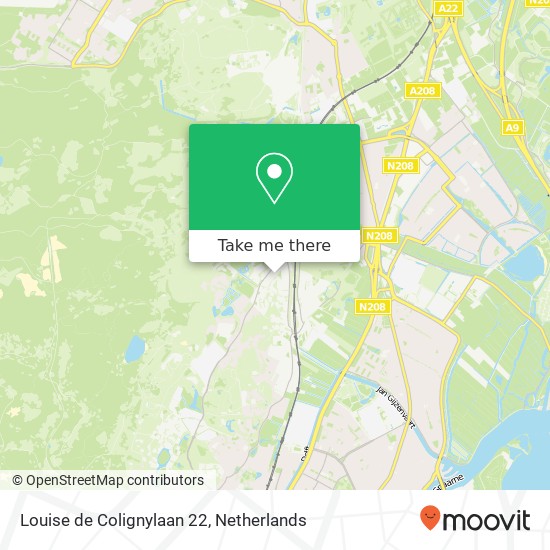 Louise de Colignylaan 22, 2082 BN Santpoort-Zuid kaart