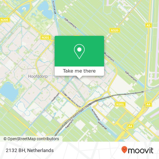 2132 BH, 2132 BH Hoofddorp, Nederland kaart