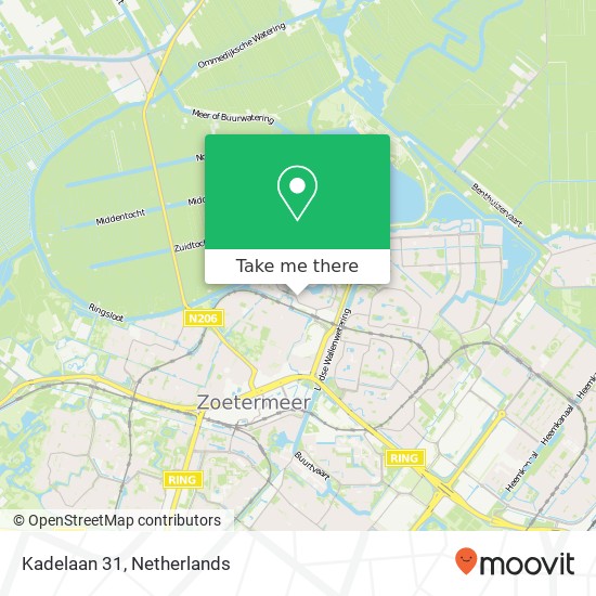 Kadelaan 31, 2725 BB Zoetermeer kaart