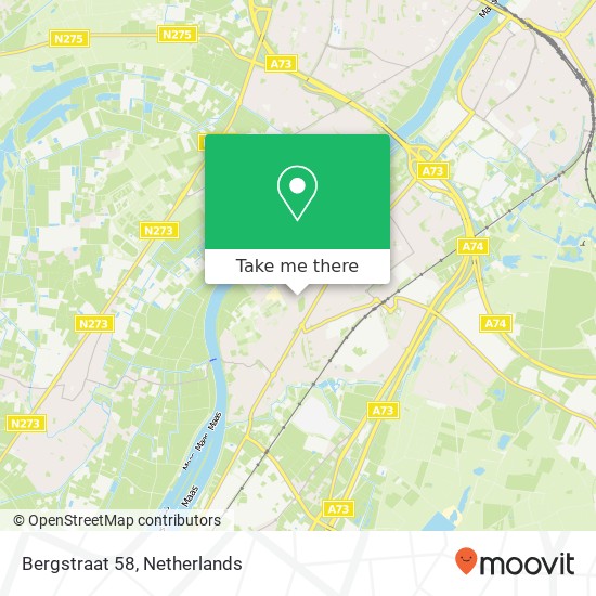 Bergstraat 58, 5931 CE Tegelen kaart