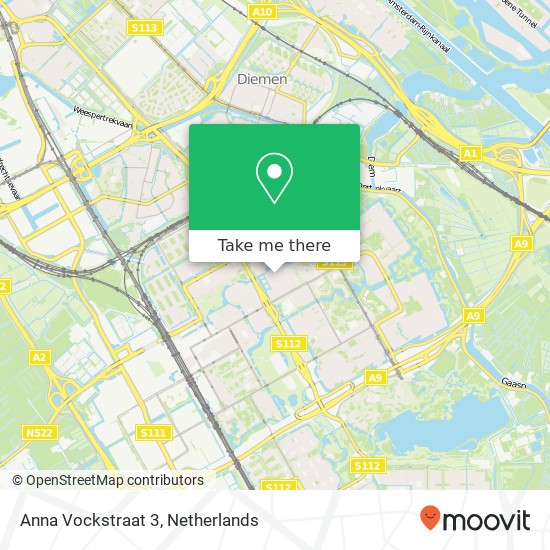 Anna Vockstraat 3, 1103 DC Amsterdam kaart