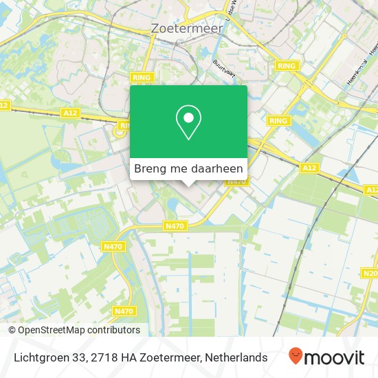 Lichtgroen 33, 2718 HA Zoetermeer kaart