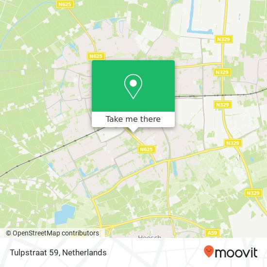 Tulpstraat 59, 5342 BD Oss kaart