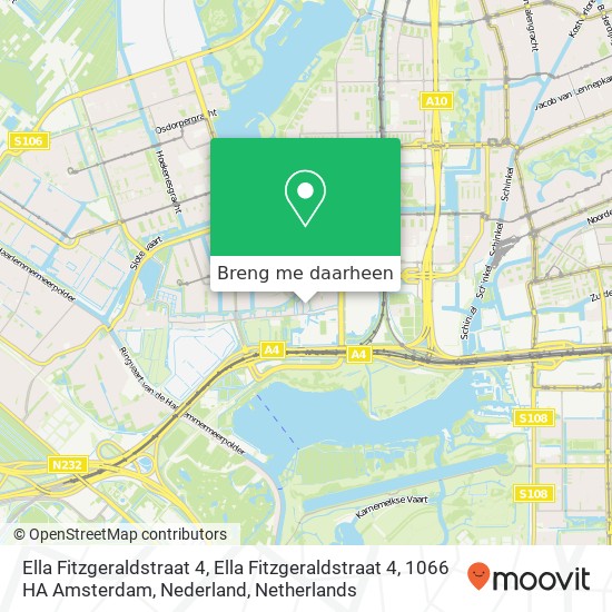 Ella Fitzgeraldstraat 4, Ella Fitzgeraldstraat 4, 1066 HA Amsterdam, Nederland kaart