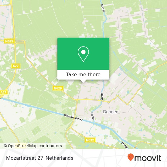 Mozartstraat 27, 5102 BE Dongen kaart