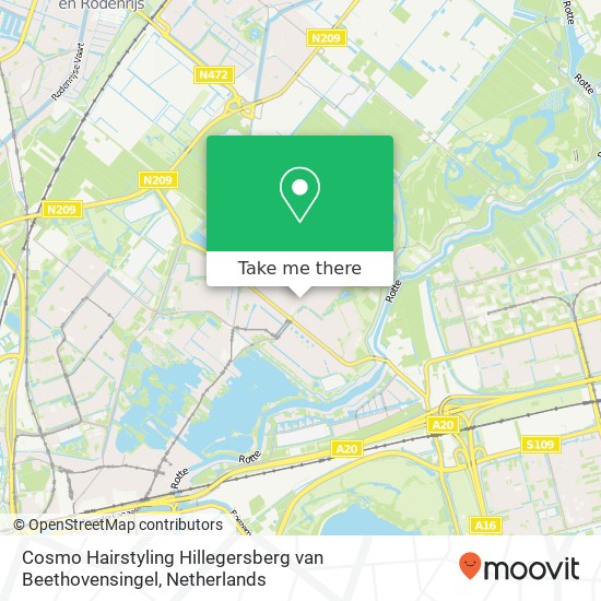 Cosmo Hairstyling Hillegersberg van Beethovensingel, Elgarlaan kaart