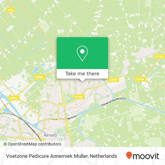 Voetzone Pedicure Annemiek Muller, Hillenraadt 4 kaart