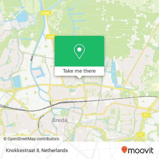 Knokkestraat 8, 4826 KE Breda kaart