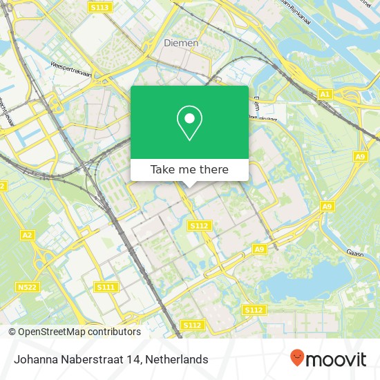 Johanna Naberstraat 14, 1103 DN Amsterdam kaart