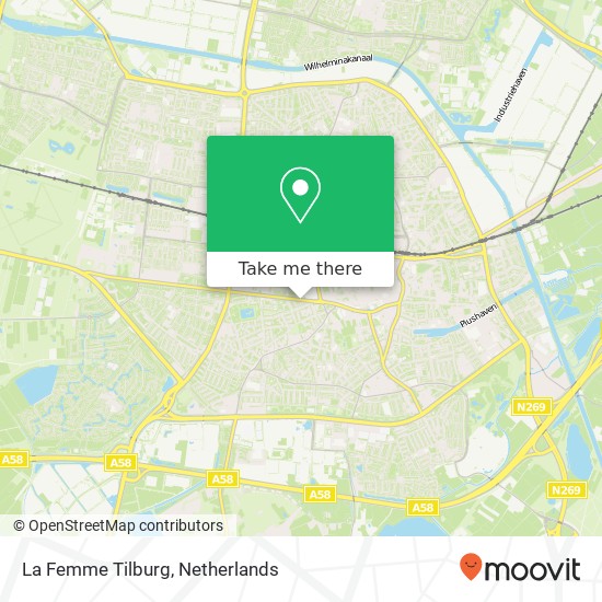 La Femme Tilburg, Bredaseweg 116 kaart