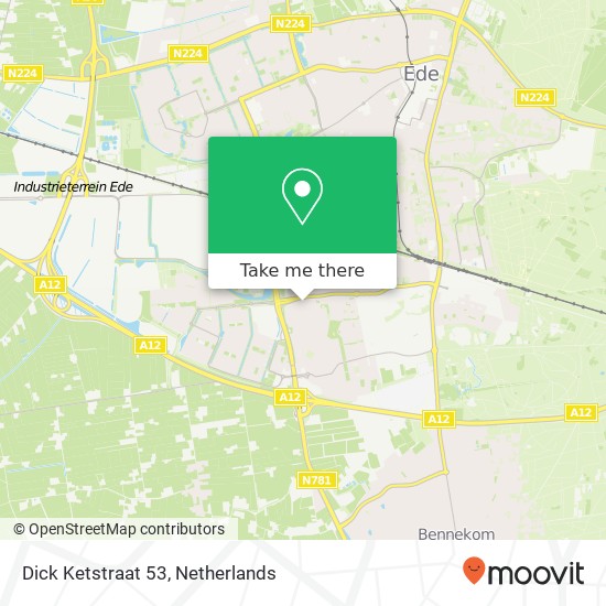 Dick Ketstraat 53, 6717 NZ Ede kaart