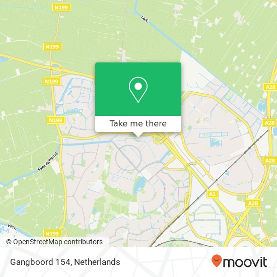 Gangboord 154, 3823 TJ Amersfoort kaart