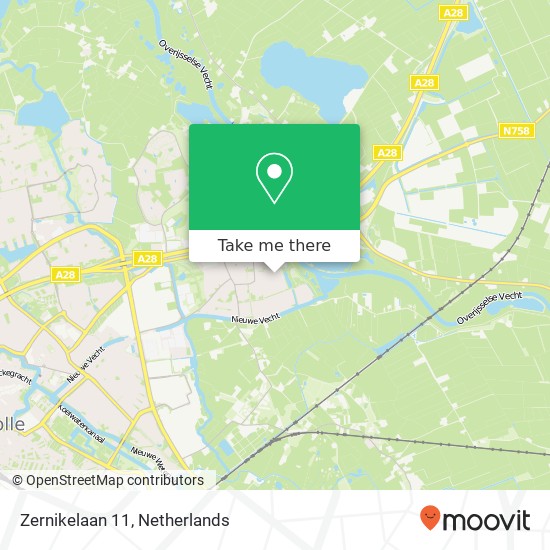 Zernikelaan 11, 8024 ZT Zwolle kaart