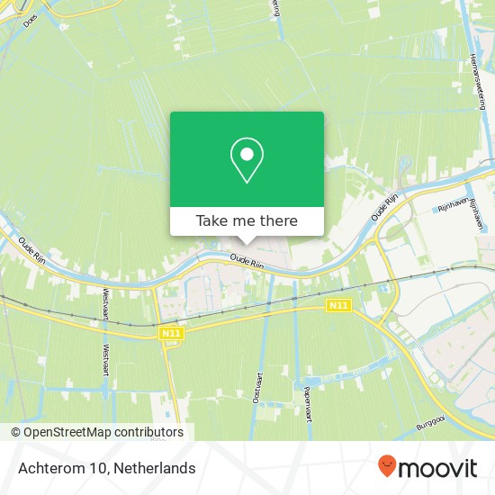 Achterom 10, 2396 VW Koudekerk aan de Rijn kaart