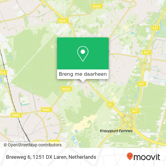 Breeweg 6, 1251 DX Laren kaart