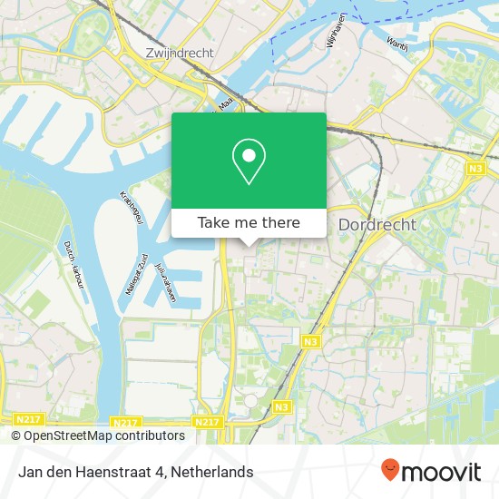 Jan den Haenstraat 4, 3317 VG Dordrecht kaart