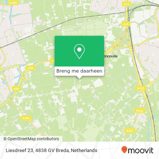 Liesdreef 23, 4838 GV Breda kaart