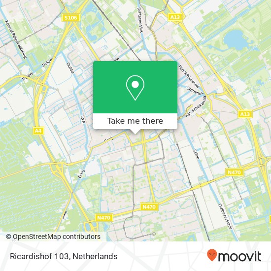 Ricardishof 103, 2614 JG Delft kaart
