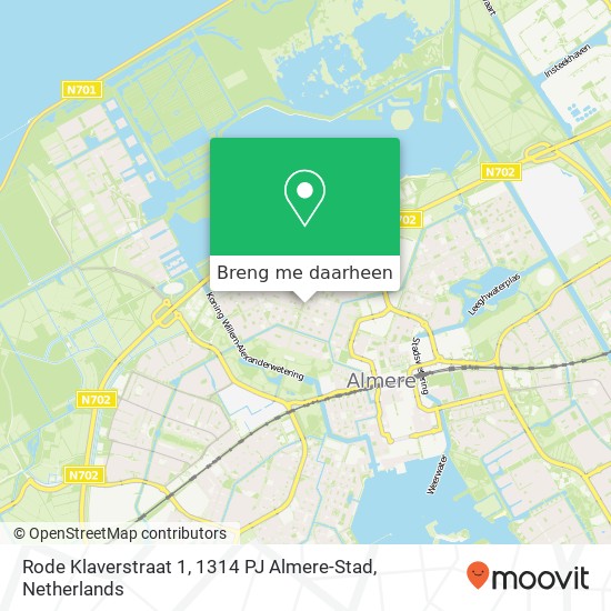 Rode Klaverstraat 1, 1314 PJ Almere-Stad kaart