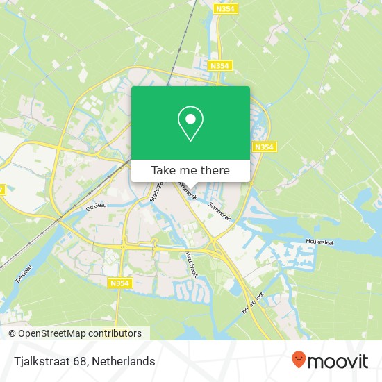 Tjalkstraat 68, 8605 DA Sneek kaart