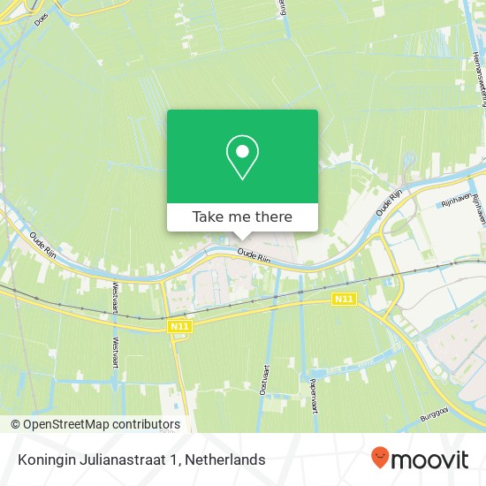 Koningin Julianastraat 1, 2396 XN Koudekerk aan de Rijn kaart