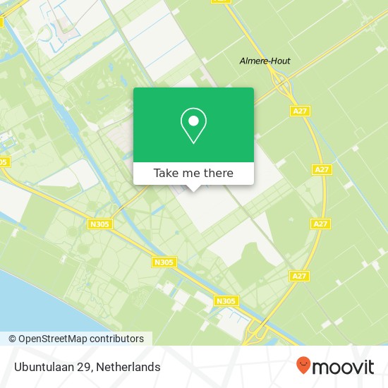 Ubuntulaan 29, 1349 Almere kaart