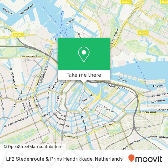 LF2 Stedenroute & Prins Hendrikkade, LF2 Stedenroute & Prins Hendrikkade, 1011 AE Amsterdam, Nederland kaart