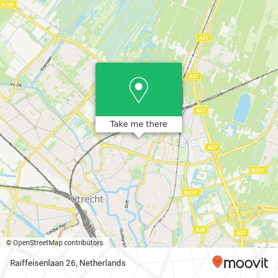 Raiffeisenlaan 26, 3571 TE Utrecht kaart