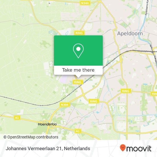 Johannes Vermeerlaan 21, 7312 NX Apeldoorn kaart